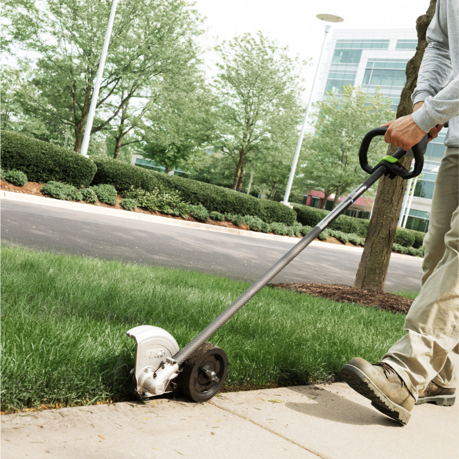 EGO Commercial Curved Shaft Edger in use 